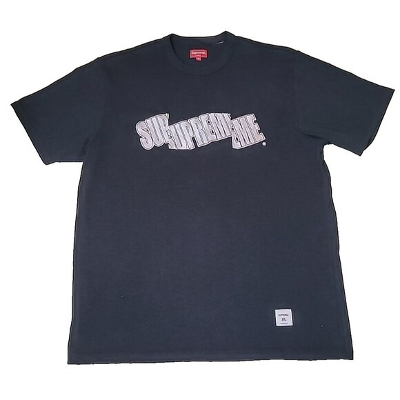 Supreme Authentic Black Crew Neck T-Shirt Cut Logo Graphic Men's Size XL - Picture 1 of 16